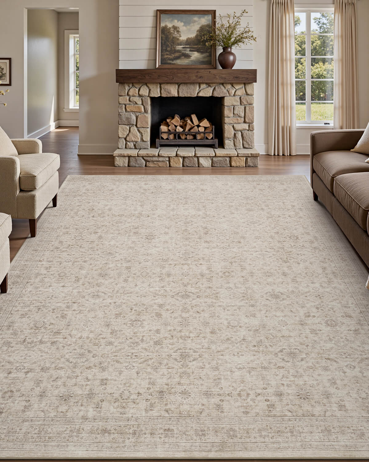 Machine washable area rug for busy home, soft and non-slip back ensures safety and comfy.