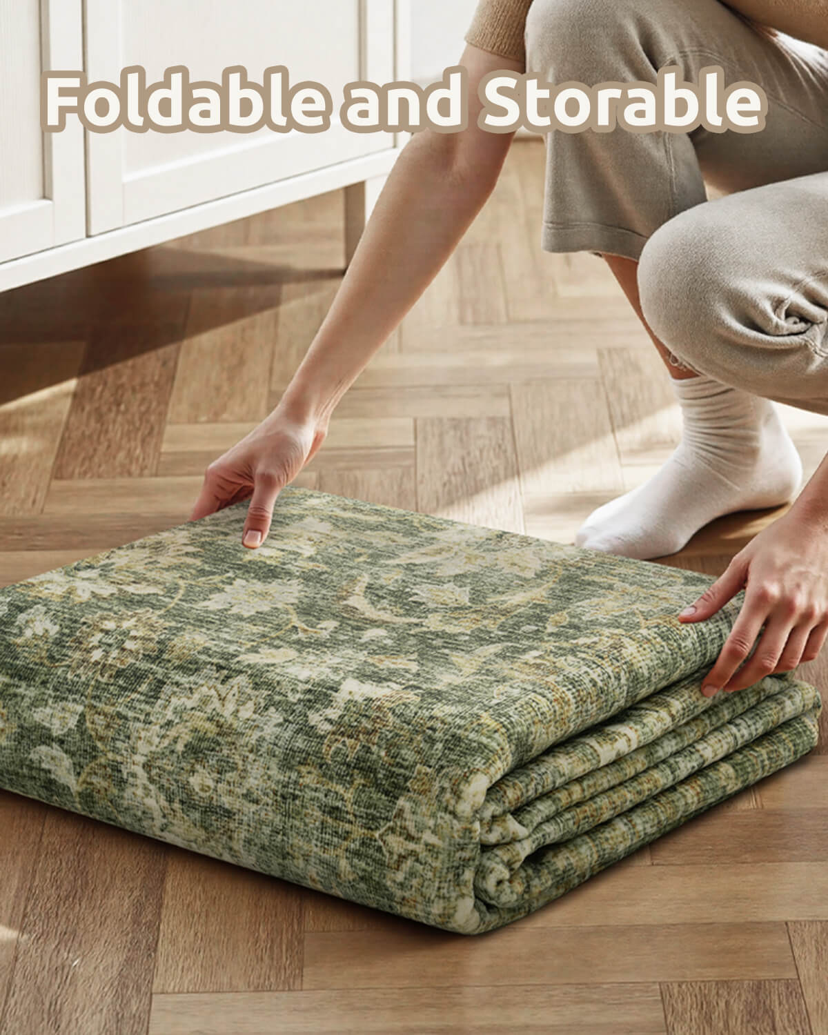Vintage Floral Area Rug Washable Soft Non Slip Rug for Living Room