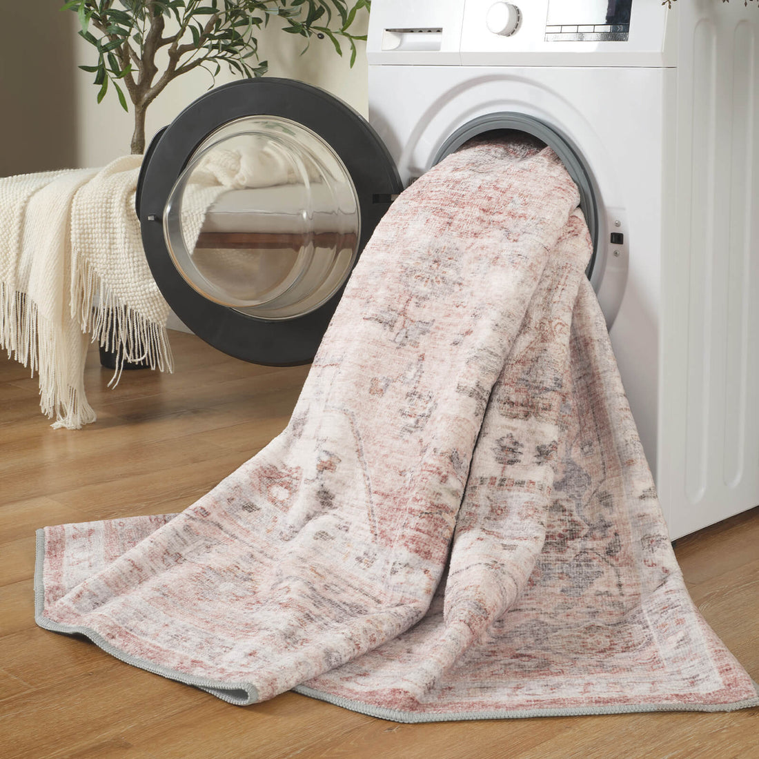 Vintage area rug with soft textured surface for cozy living