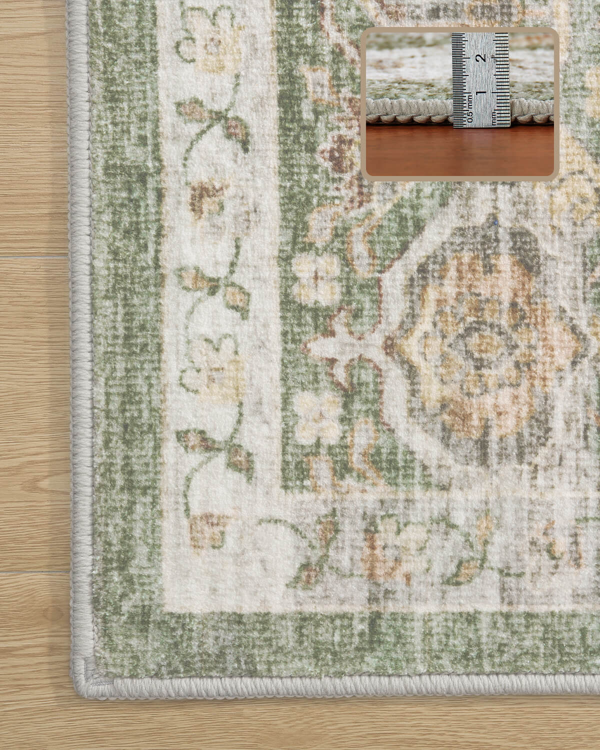 Vintage area rug featuring washable design and durable construction for home interiors