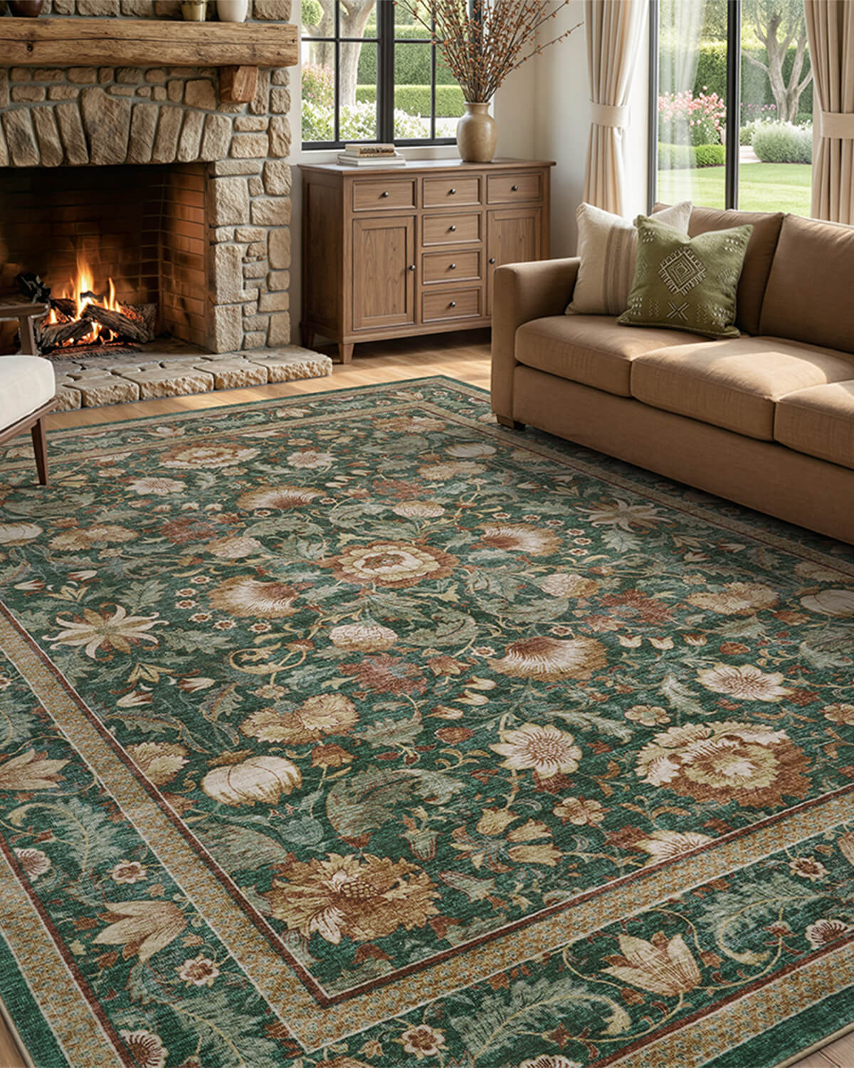 Vintage floral rug providing soft comfort for everyday living