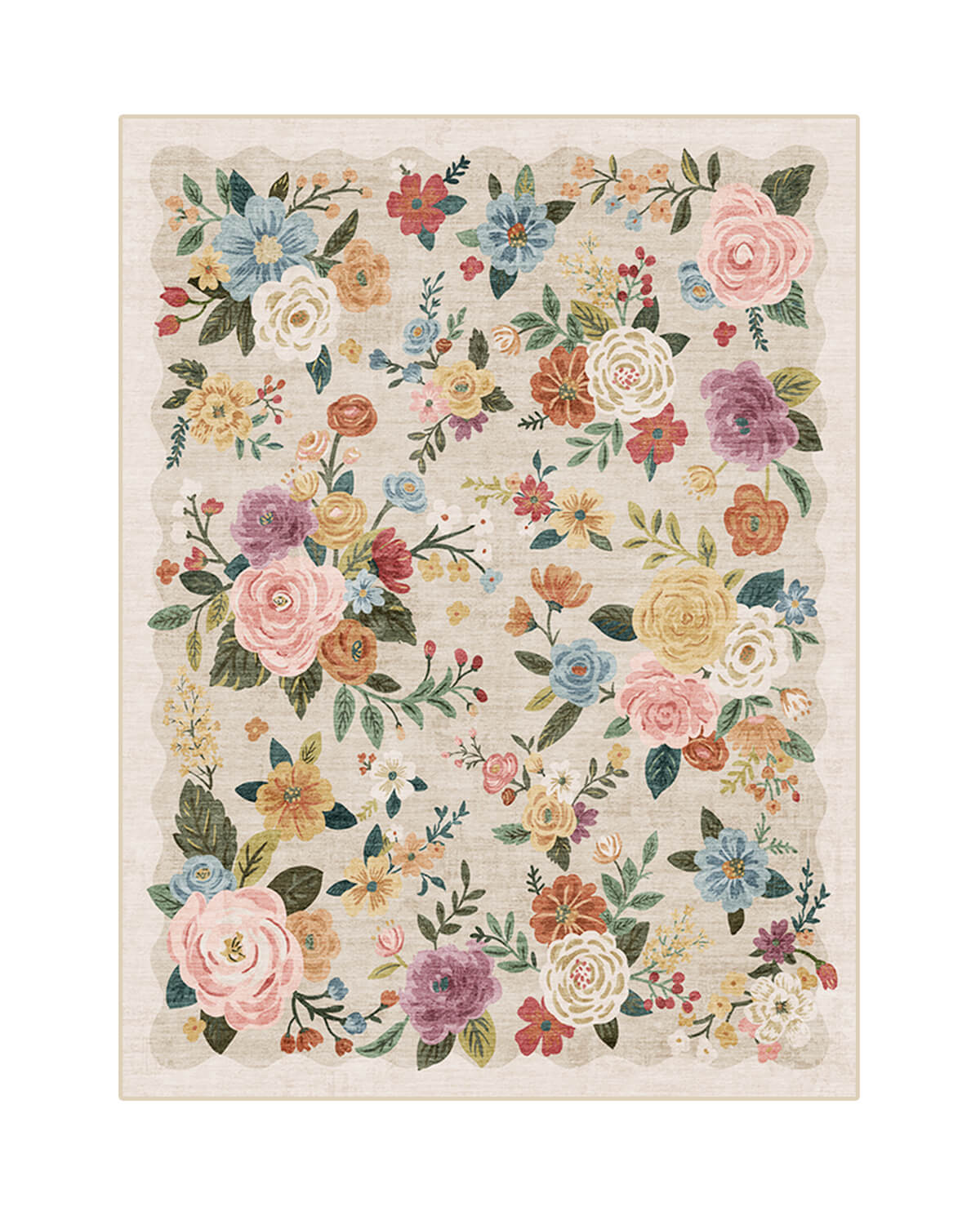 Vintage floral area rug combining softness and durability for cozy family spaces