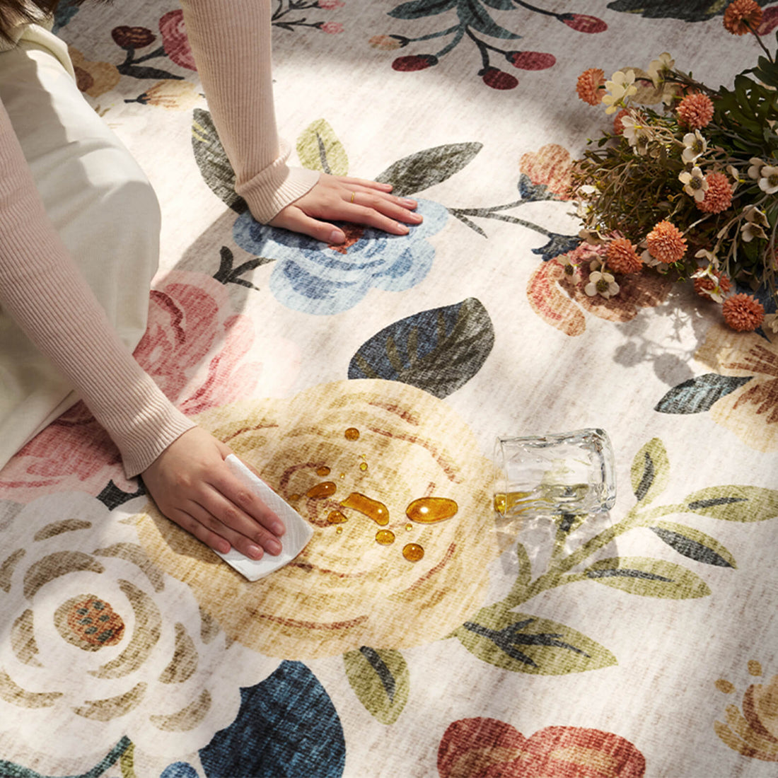 Vintage floral rug designed for timeless home decor style