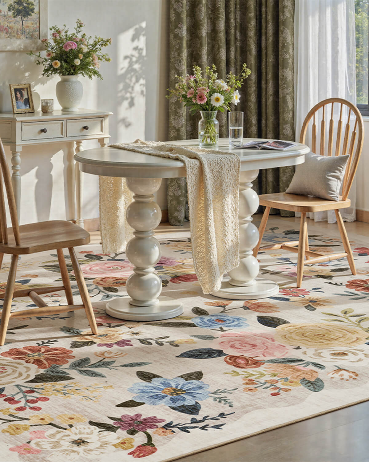 Vintage floral area rug providing soft comfort for modern family homes