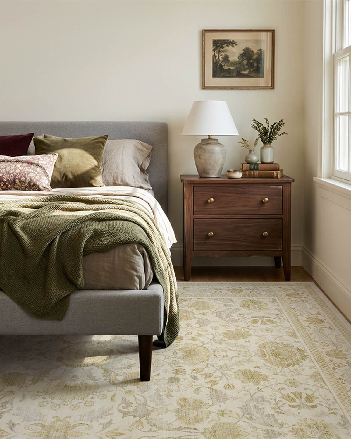 Vintage floral rug offering soft comfort for home interior design
