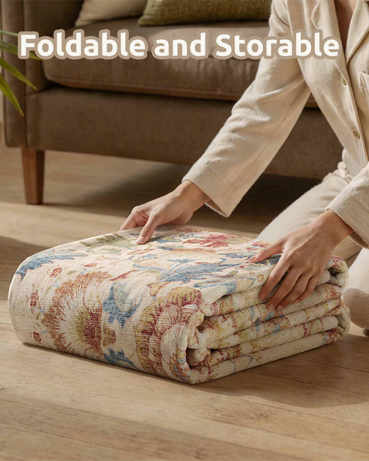 Vintage floral area rug combining soft comfort and durable construction for family homes