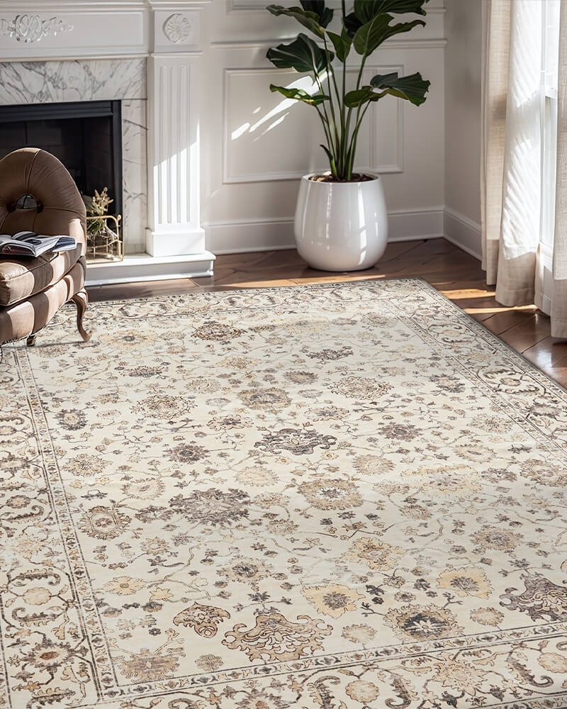 Easy clean vintage area rug perfect for active households and daily routines