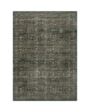 Distressed green rug for home, washable and soft for easy upkeep.