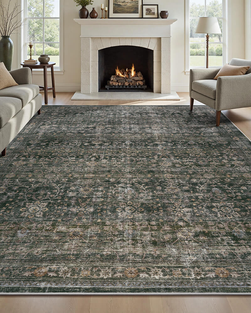 vintage rug★ビンテージ★メキシカンラグ★usa仕入れ★ Antique-Inspired Washable Area Rug | Soft & Practical | MontVoo