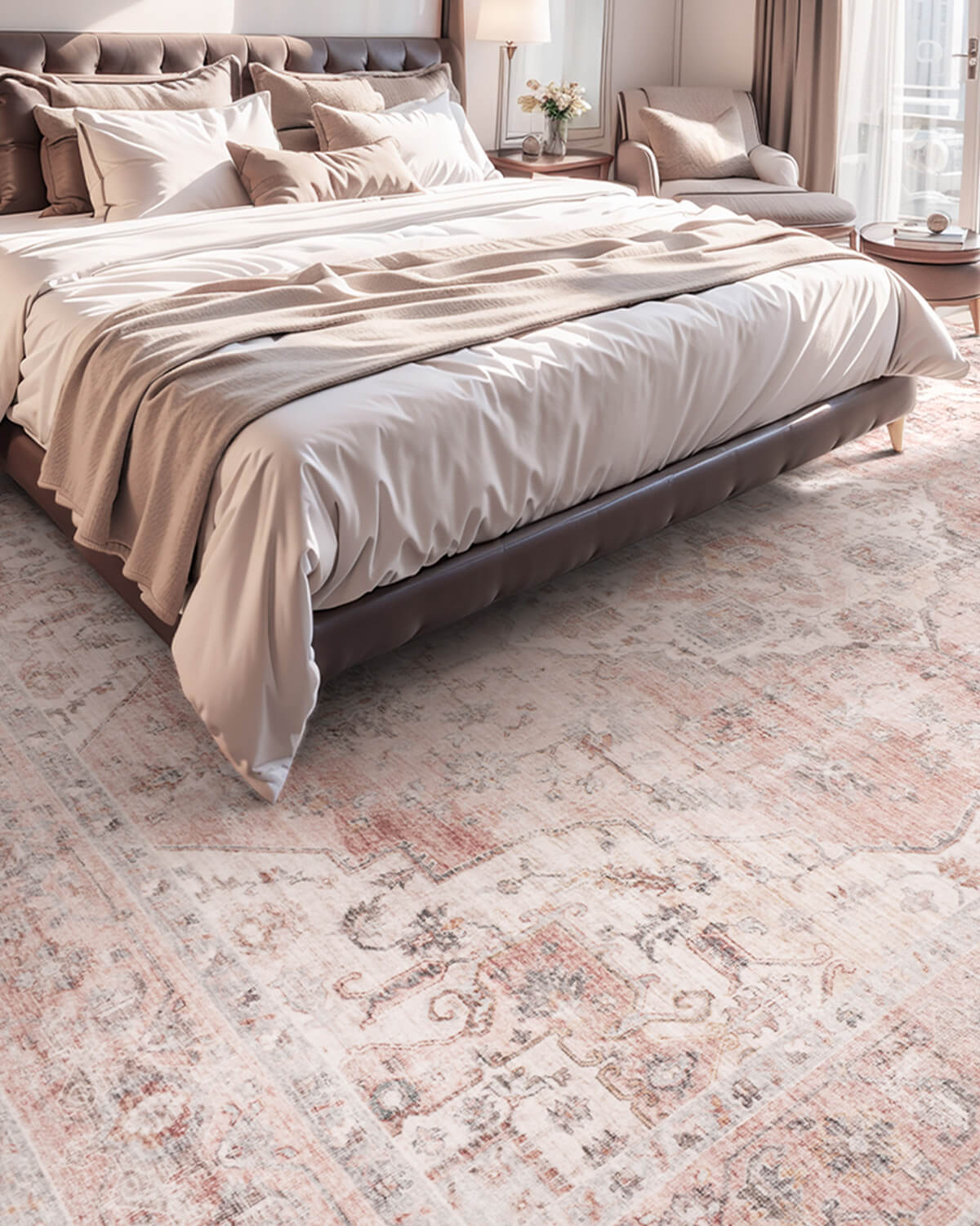 Vintage soft area rug ideal for homes with pets kids and everyday activity