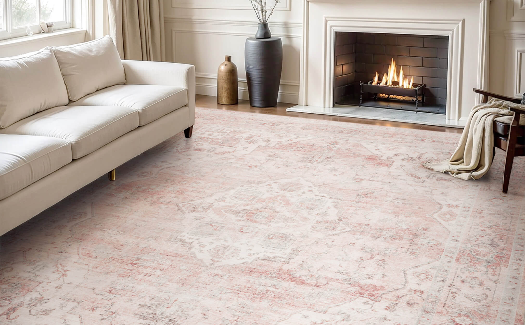 Vintage style area rug providing soft comfort for everyday use