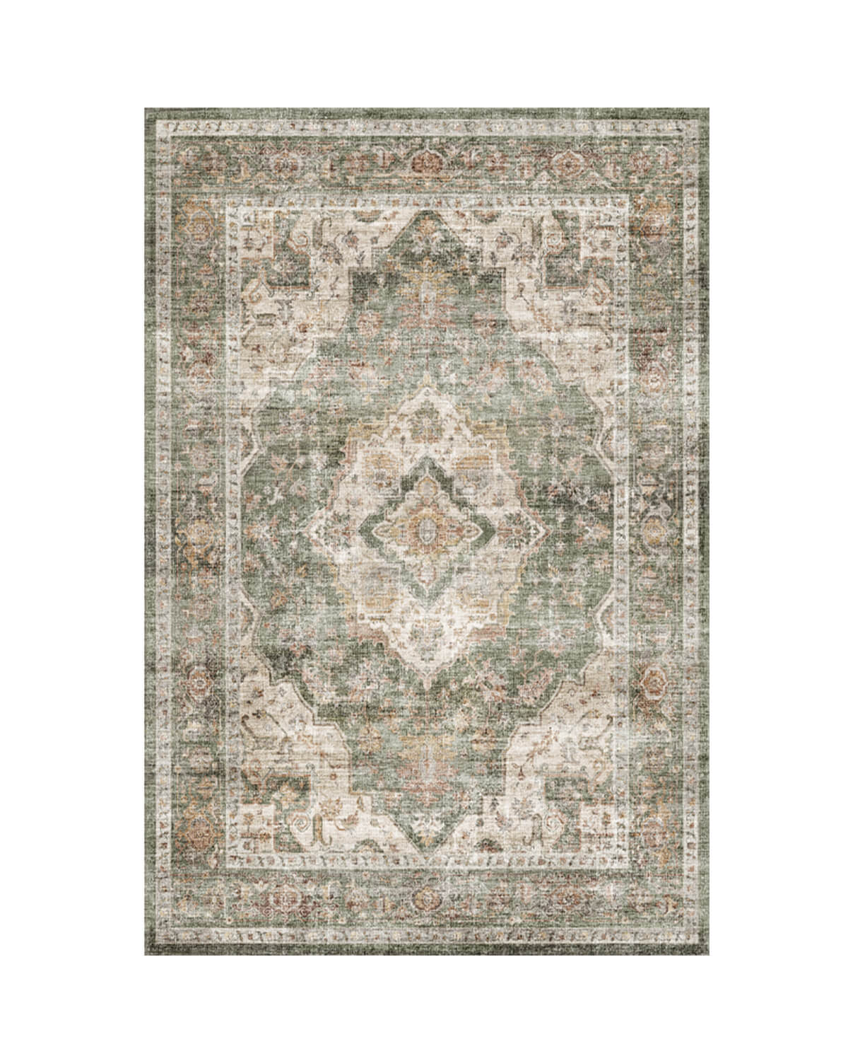 Vintage style washable area rug designed for cozy home living spaces