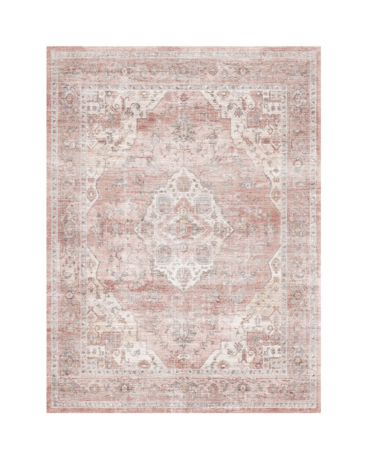 Vintage washable area rug designed for cozy family spaces