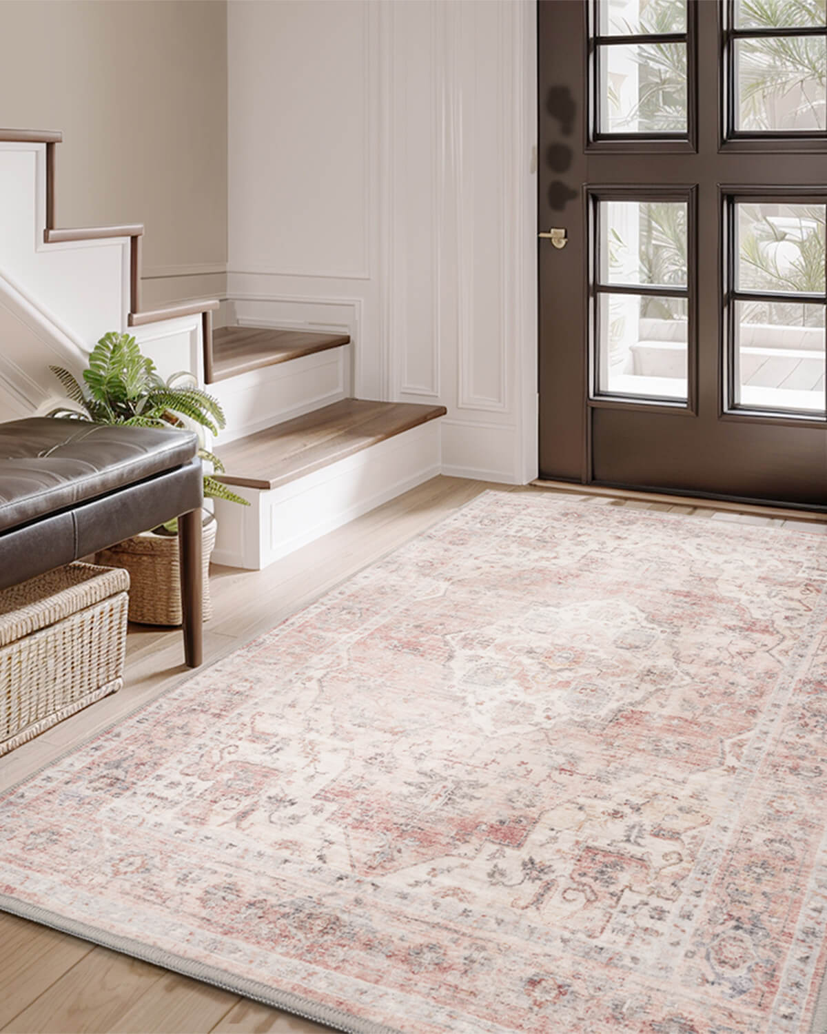 Vintage washable area rug suitable for cozy modern homes