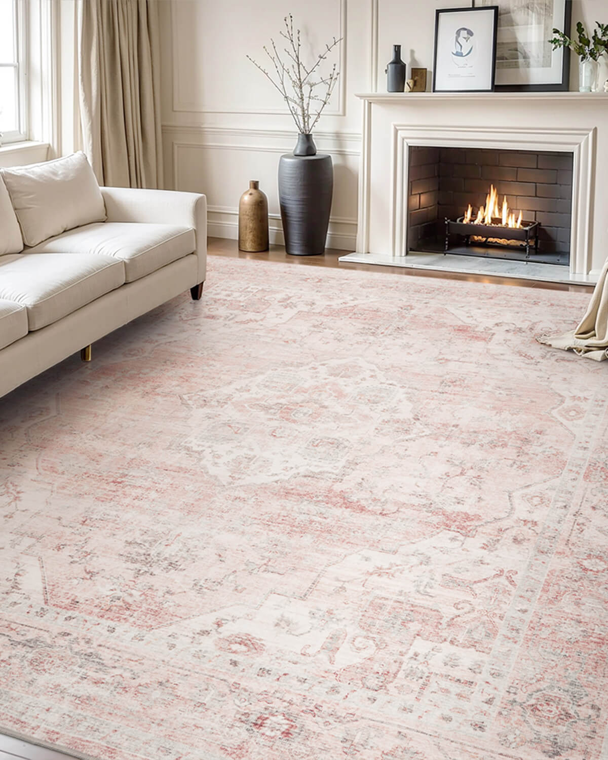 Vintage washable area rug built for high traffic home spaces