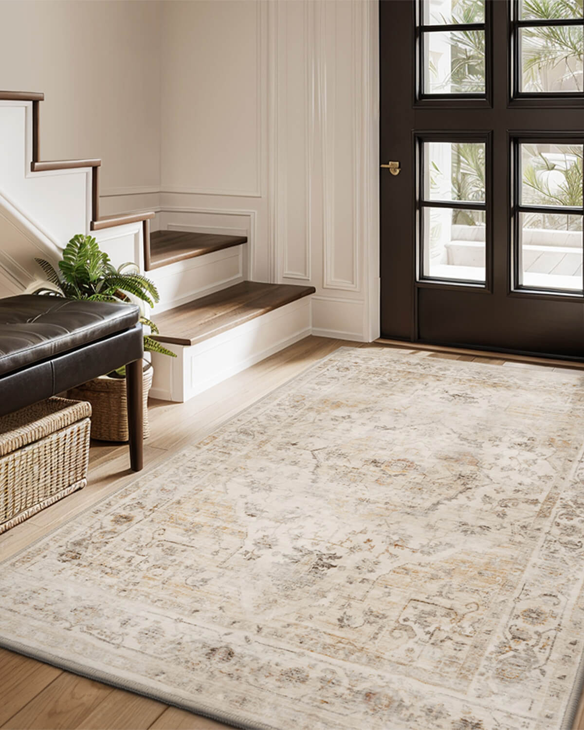 Vintage washable area rug perfect for stylish interior design