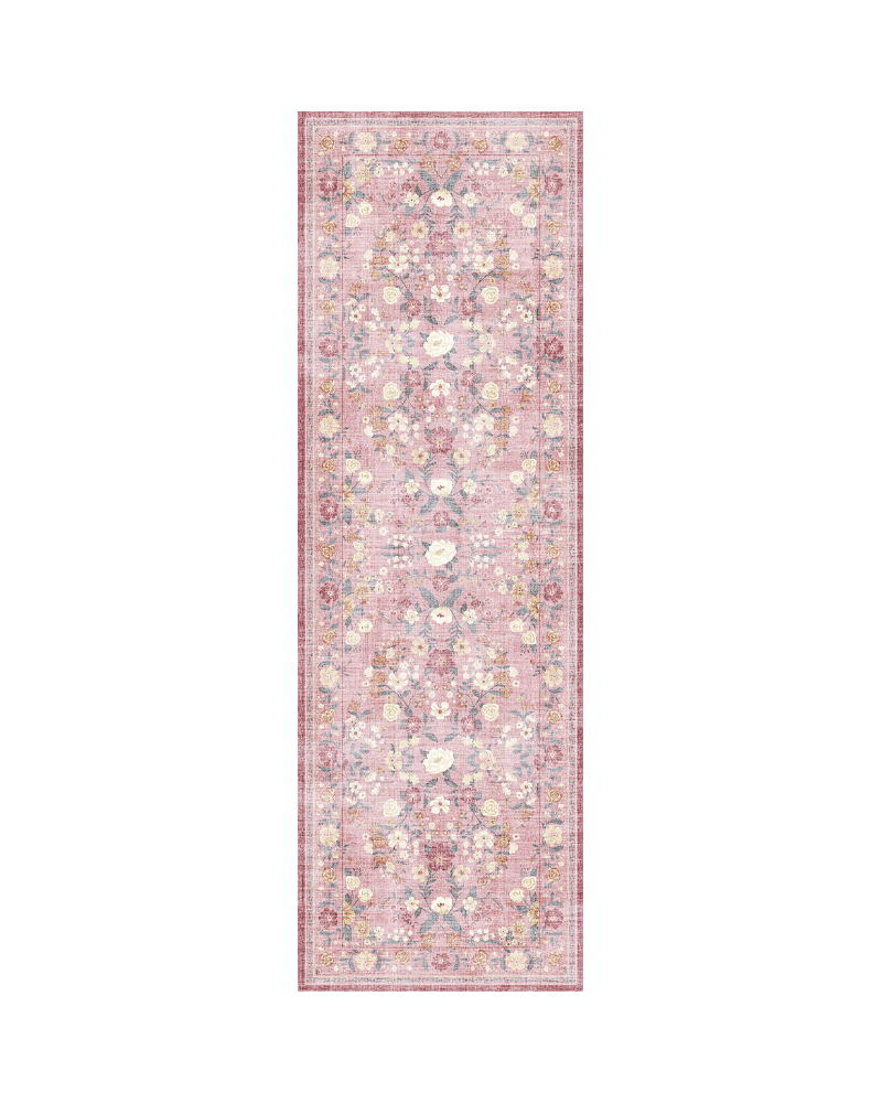 Vintage washable runner rug designed for hallways and home transitions, featuring a thin profile, non-slip backing, and soft texture for daily use