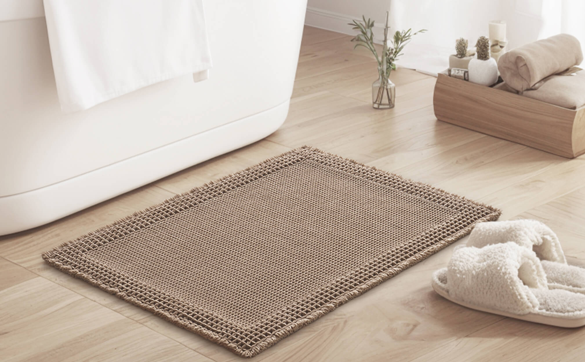 Waffle bath mat suitable for modern bathrooms bedrooms and vanity spaces