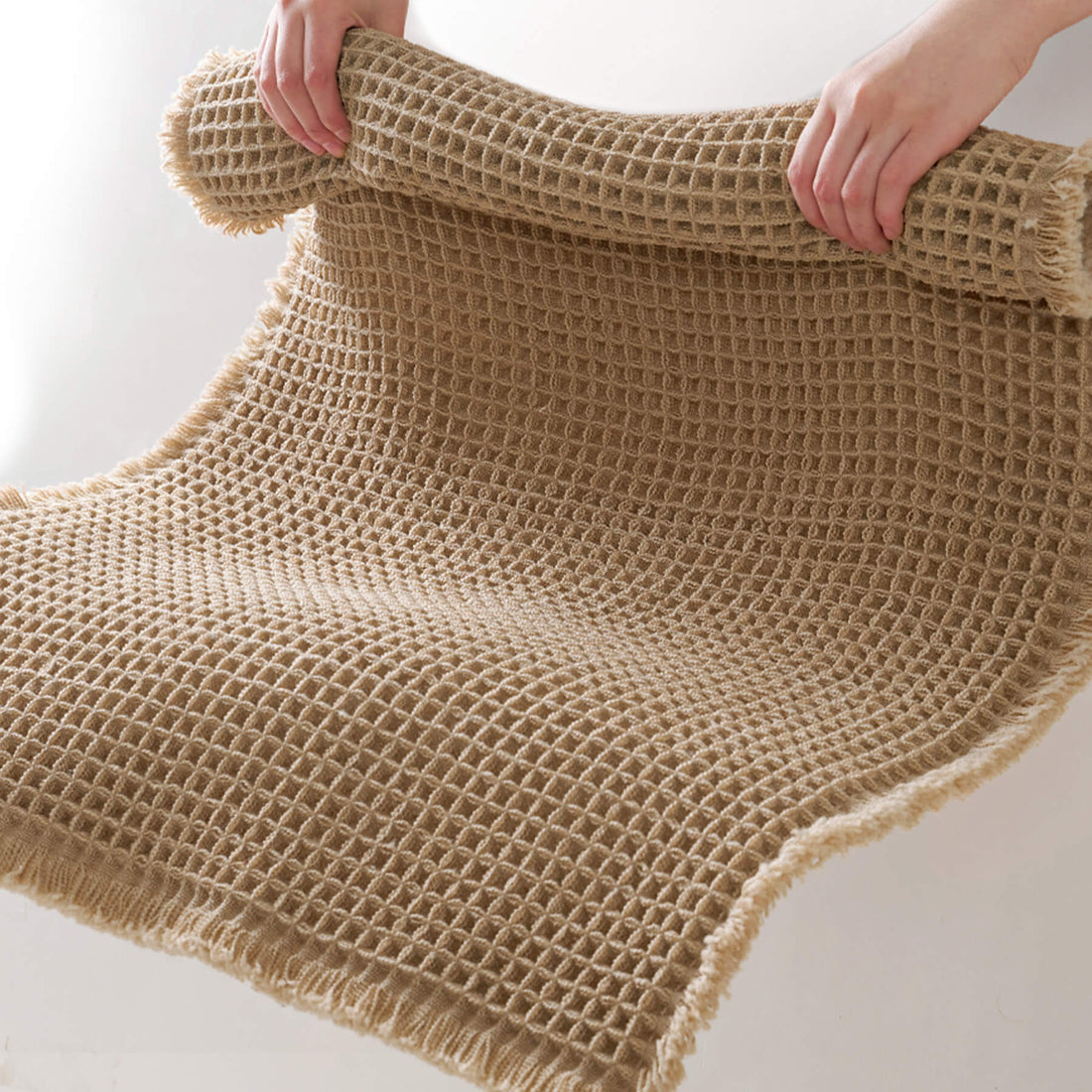 Waffle bath mat with super absorbent surface and quick dry design for a clean and comfortable bathroom