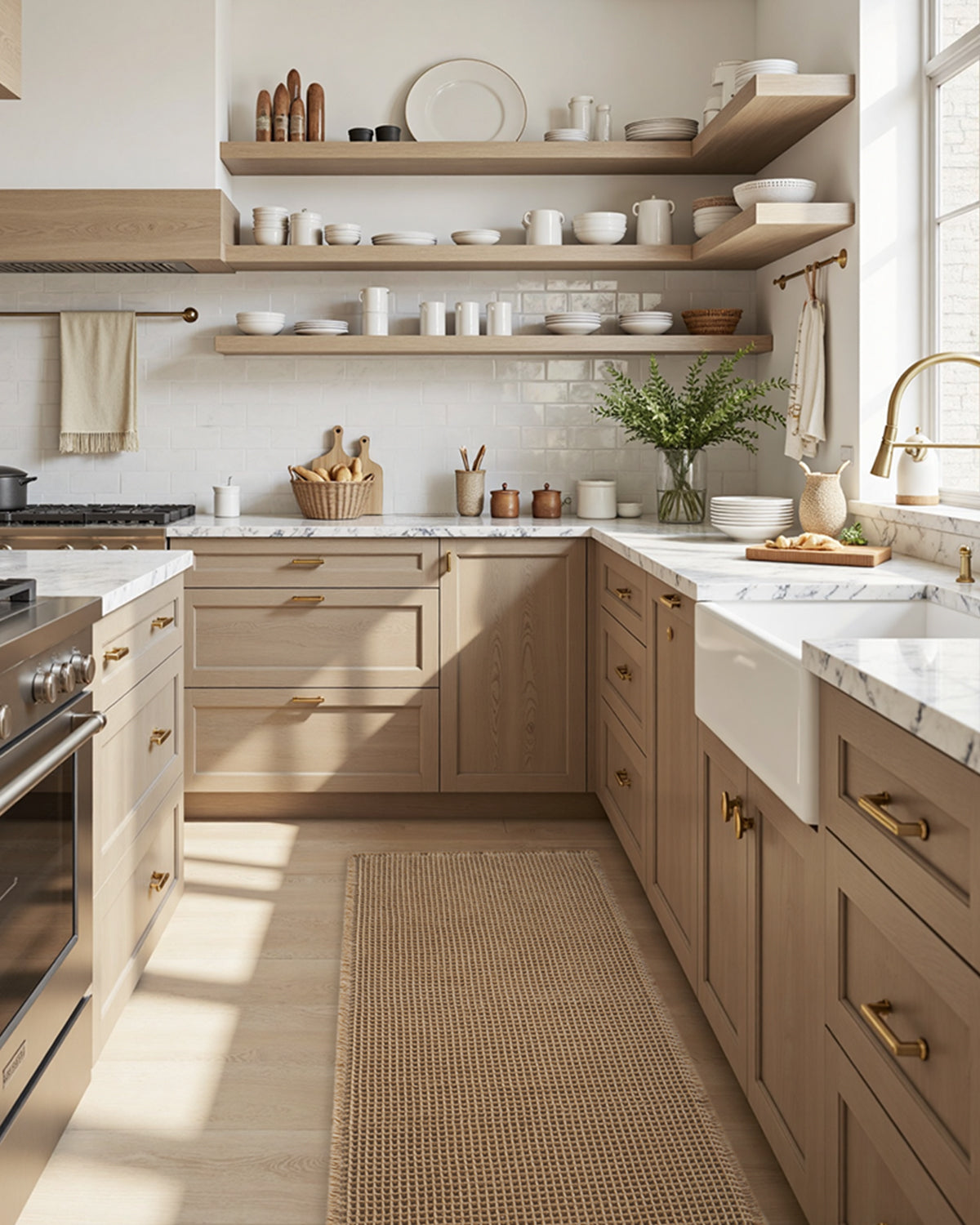 Waffle bath mat with tassel detail adding style and texture to bathroom decor