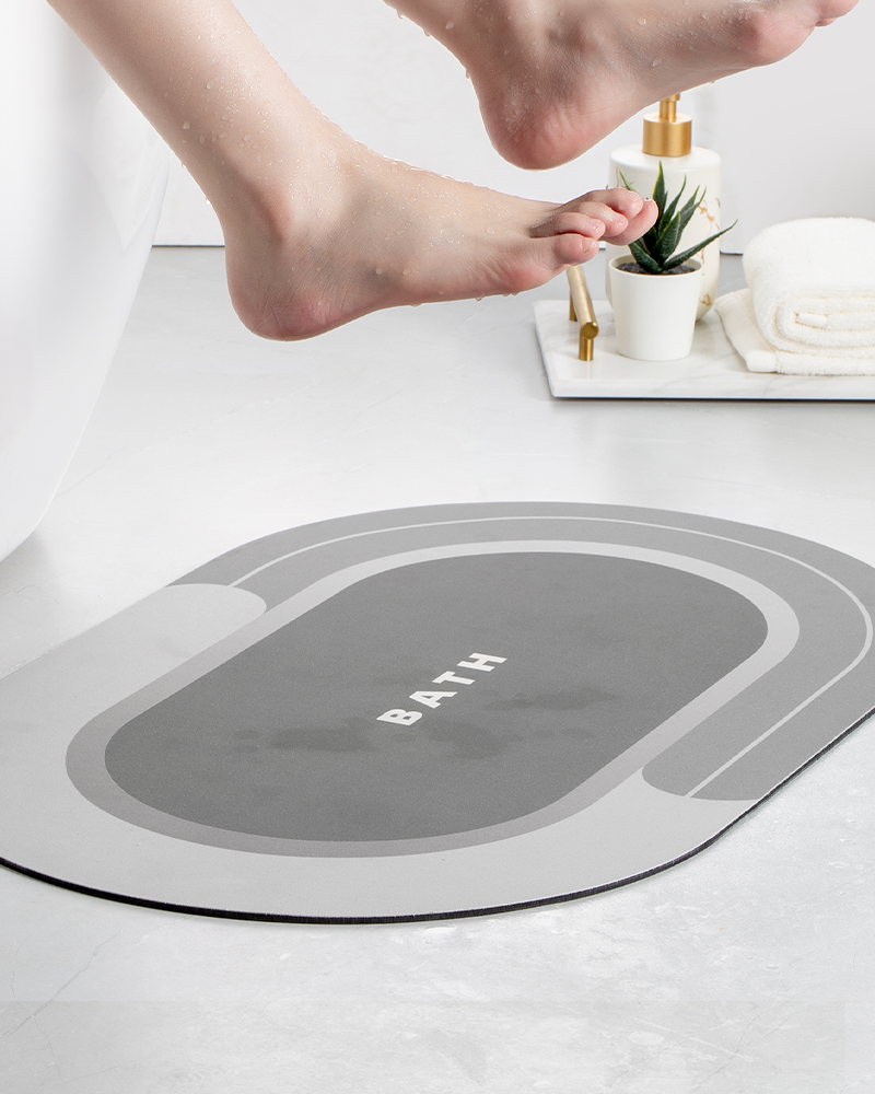 Rubber non slip waterproof bath mat, safe and stable surface for bathroom floors.