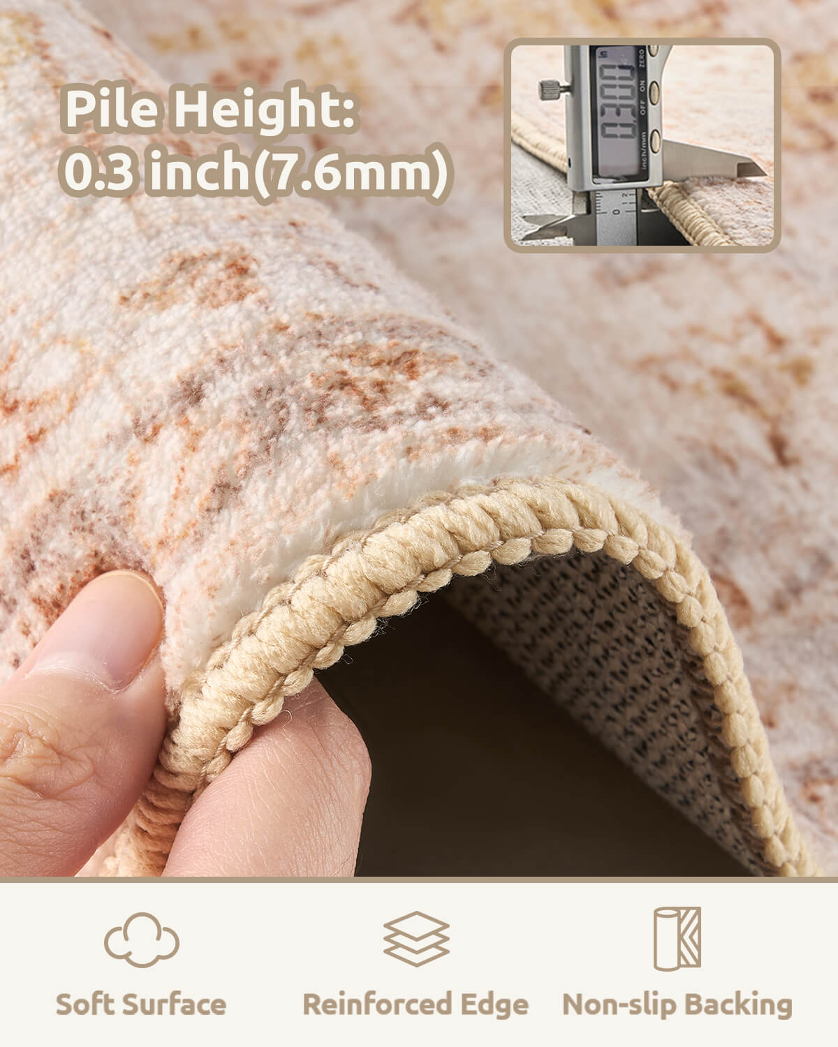 Bohemian vintage rug ideal for layered living spaces with warm texture