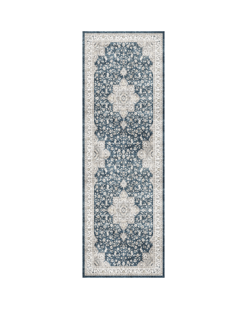 Washable boho runner rug connecting multiple rooms with a cohesive look
