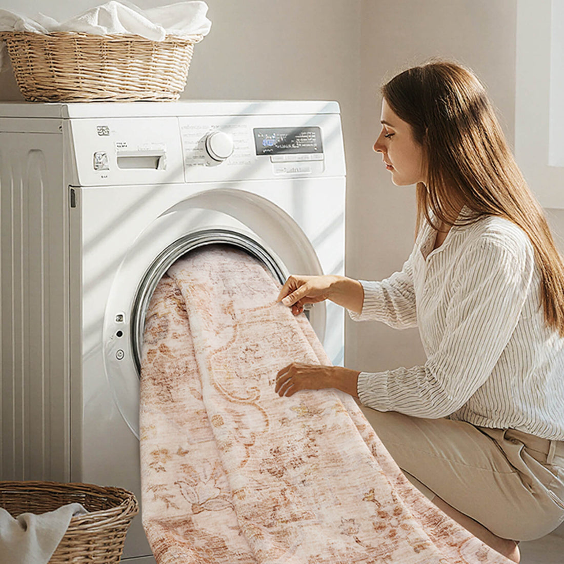 Washable vintage boho rug perfect for pet friendly homes and practical living