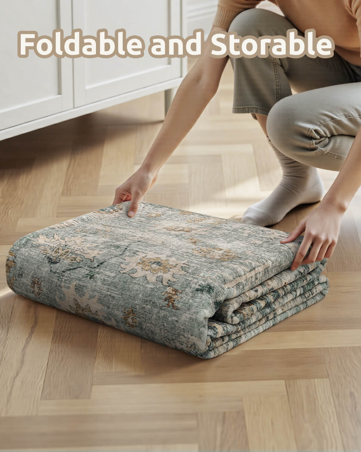 Timeless floral vintage area rug blending classic charm with modern comfort