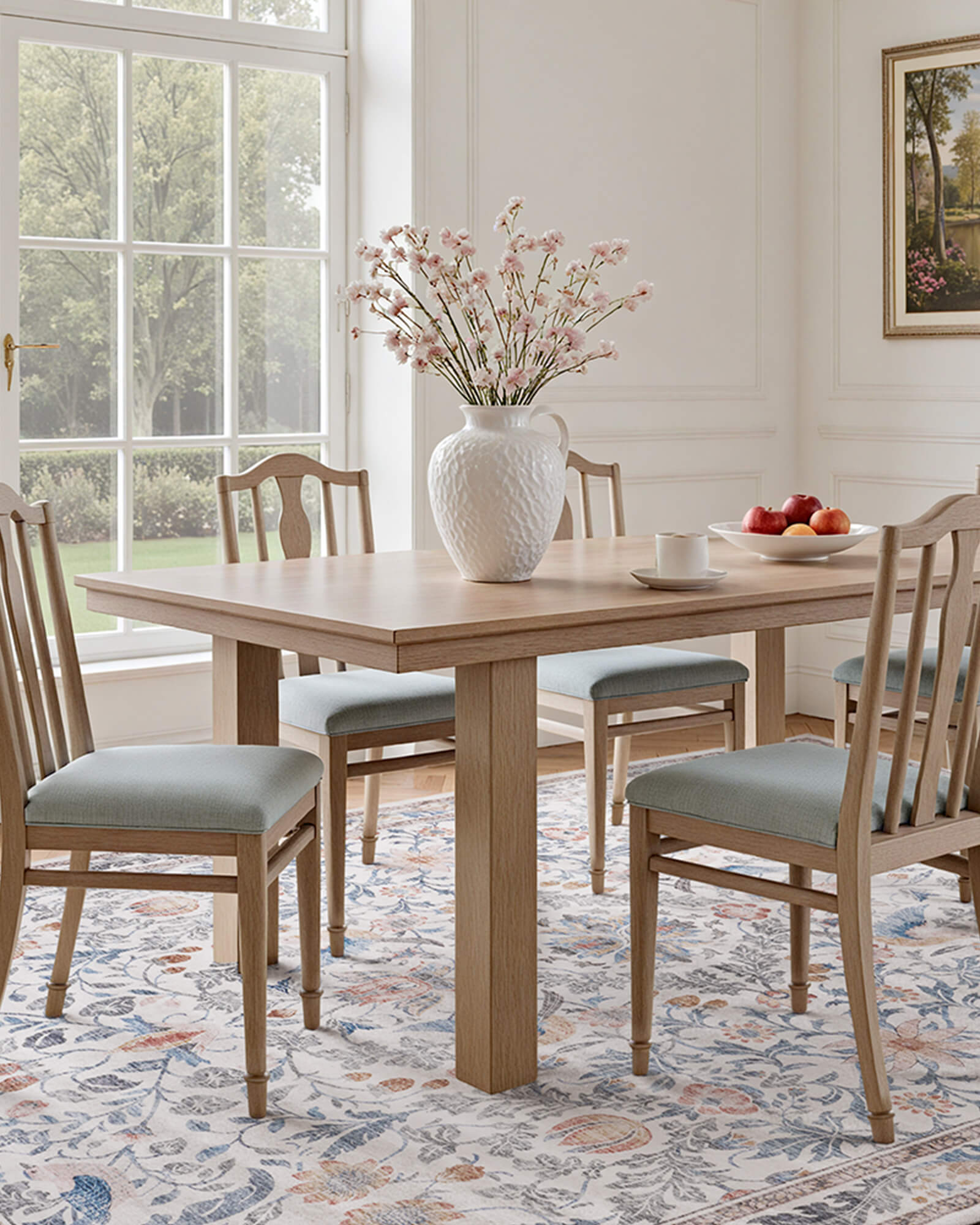 Floral area rug enhancing cozy and stylish home interiors