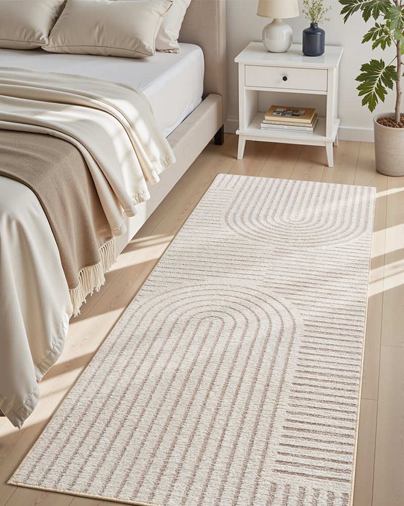 Washable runner rug blending seamlessly into minimal home styles