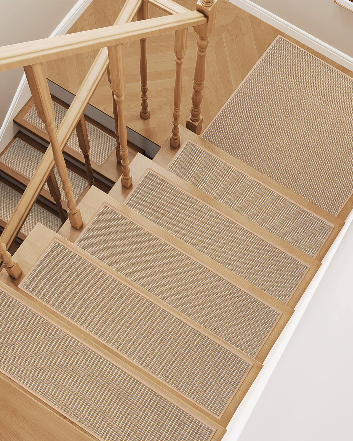 Non-slip peel and stick stair treads designed for safer indoor steps
