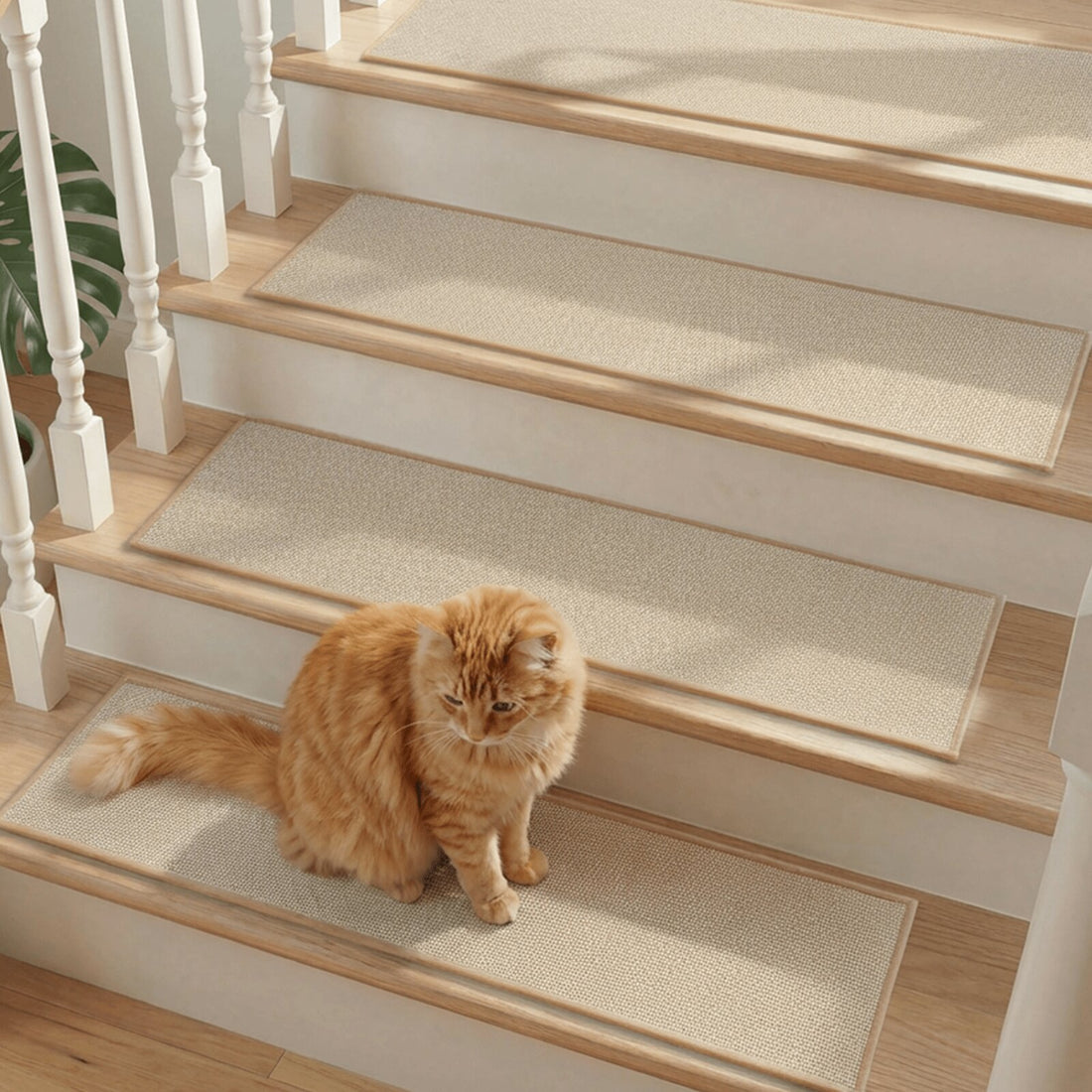 Peel and stick stair treads that install easily and remove cleanly without damaging stairs