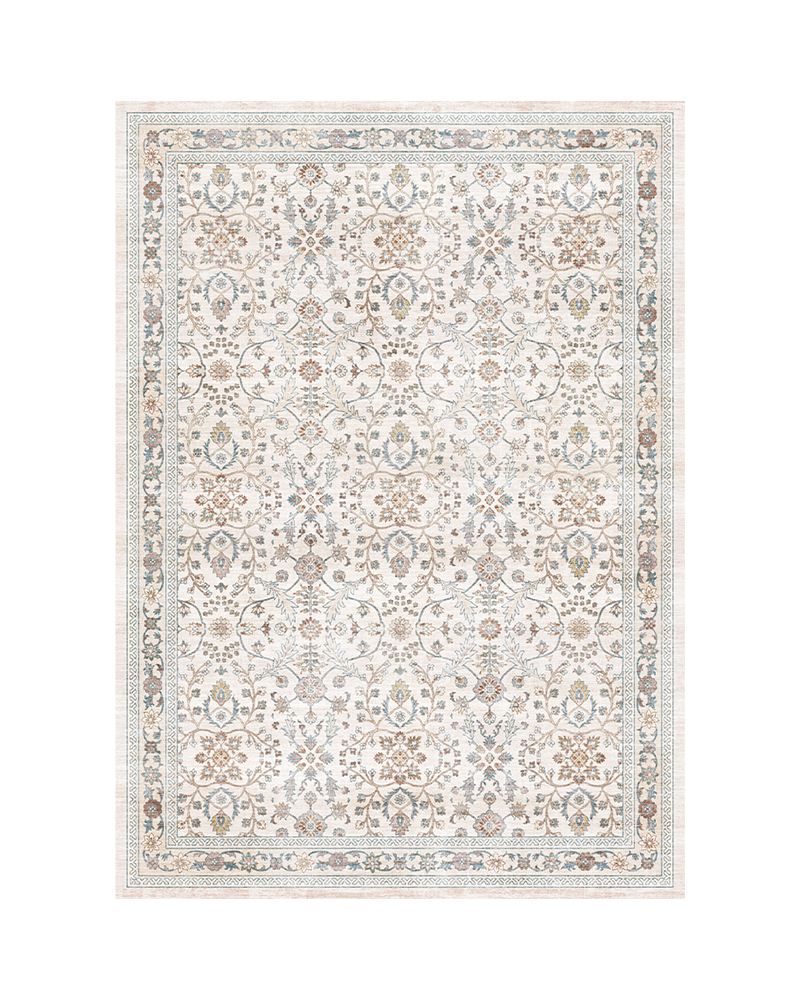 Vintage area rug designed for family room and open living spaces with timeless style