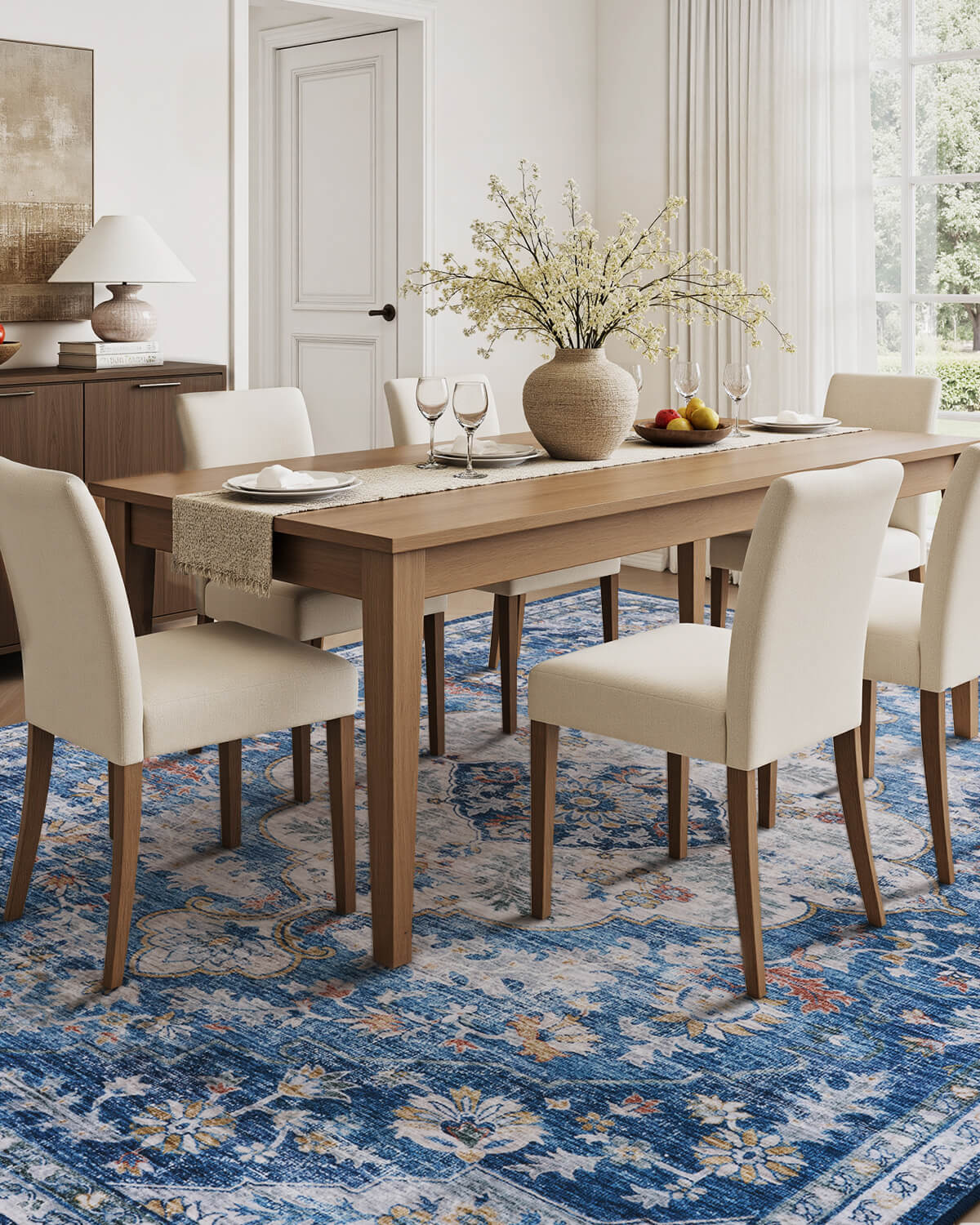 Washable boho vintage rug supporting practical stress free living