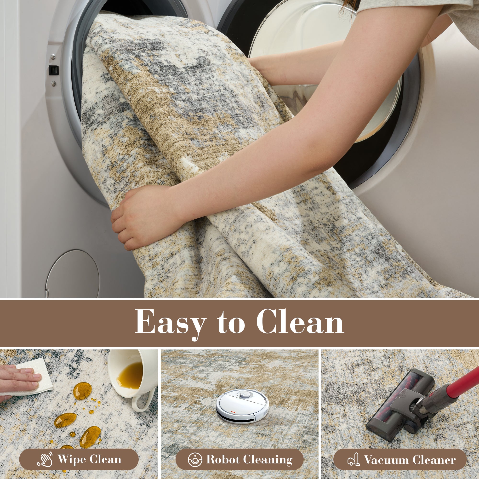 Modern Abstract Washable Non-Slip Area Rug