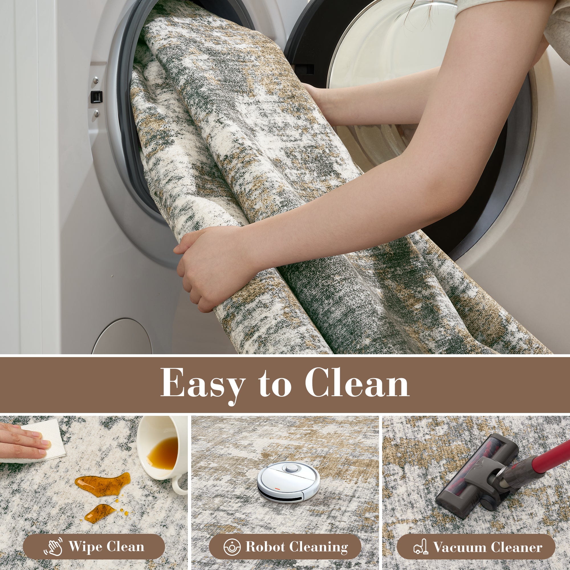 Modern Abstract Washable Non-Slip Area Rug