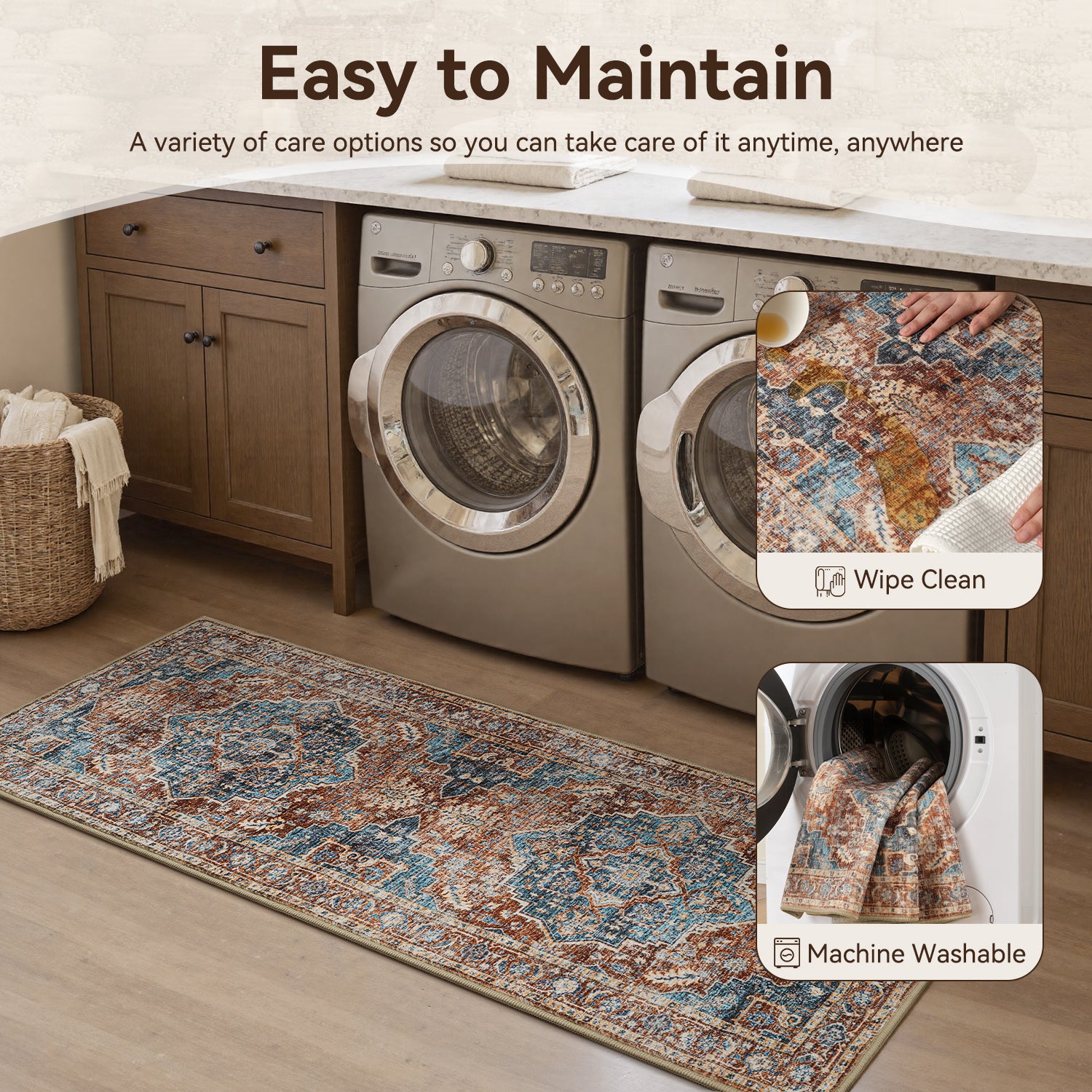Vintage Kitchen Rugs Set of 3 Runner Rugs for Kitchen 20"x 32"+20"x 48"+20"x 59"