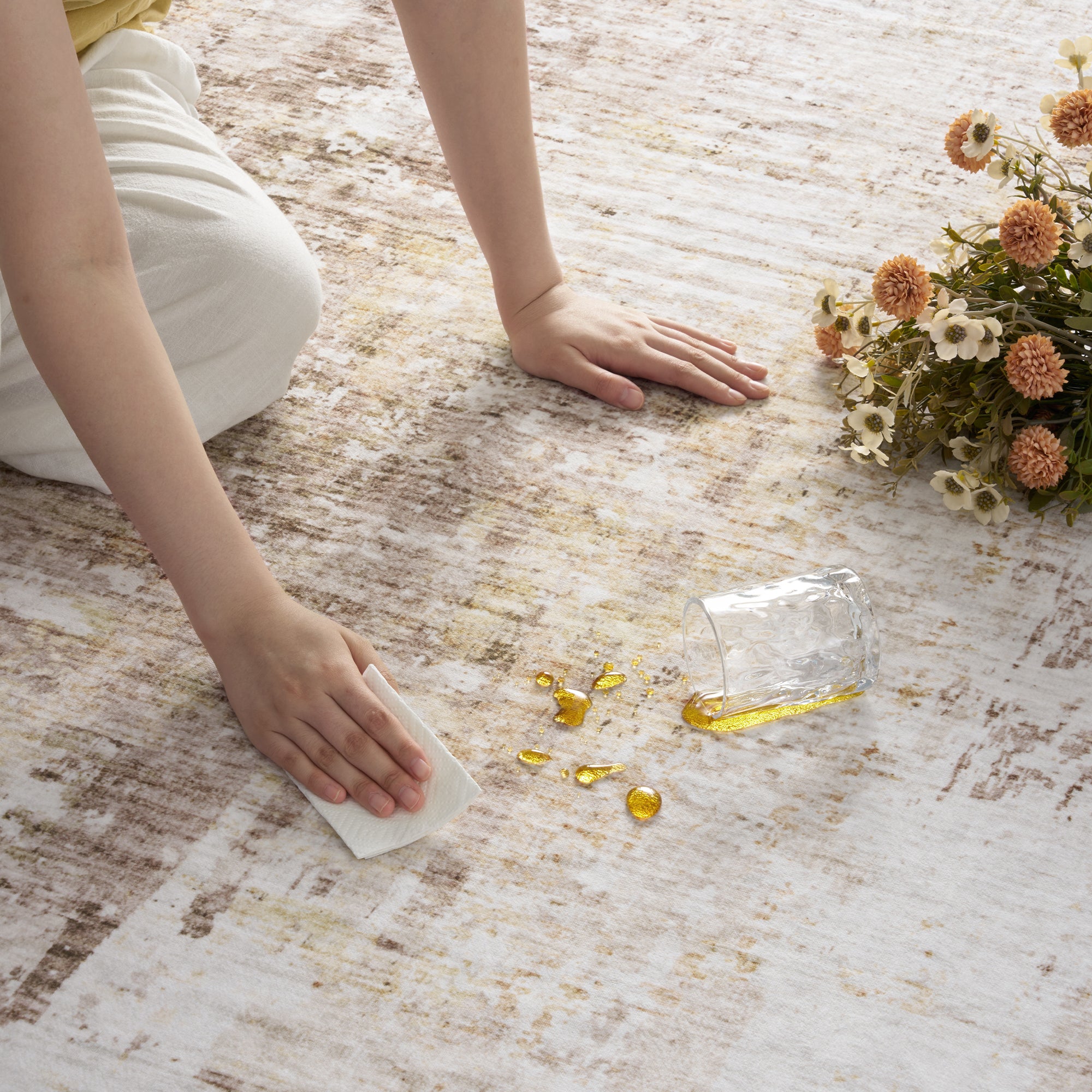 Alfombra lavable antideslizante moderna abstracta MontVoo marrón
